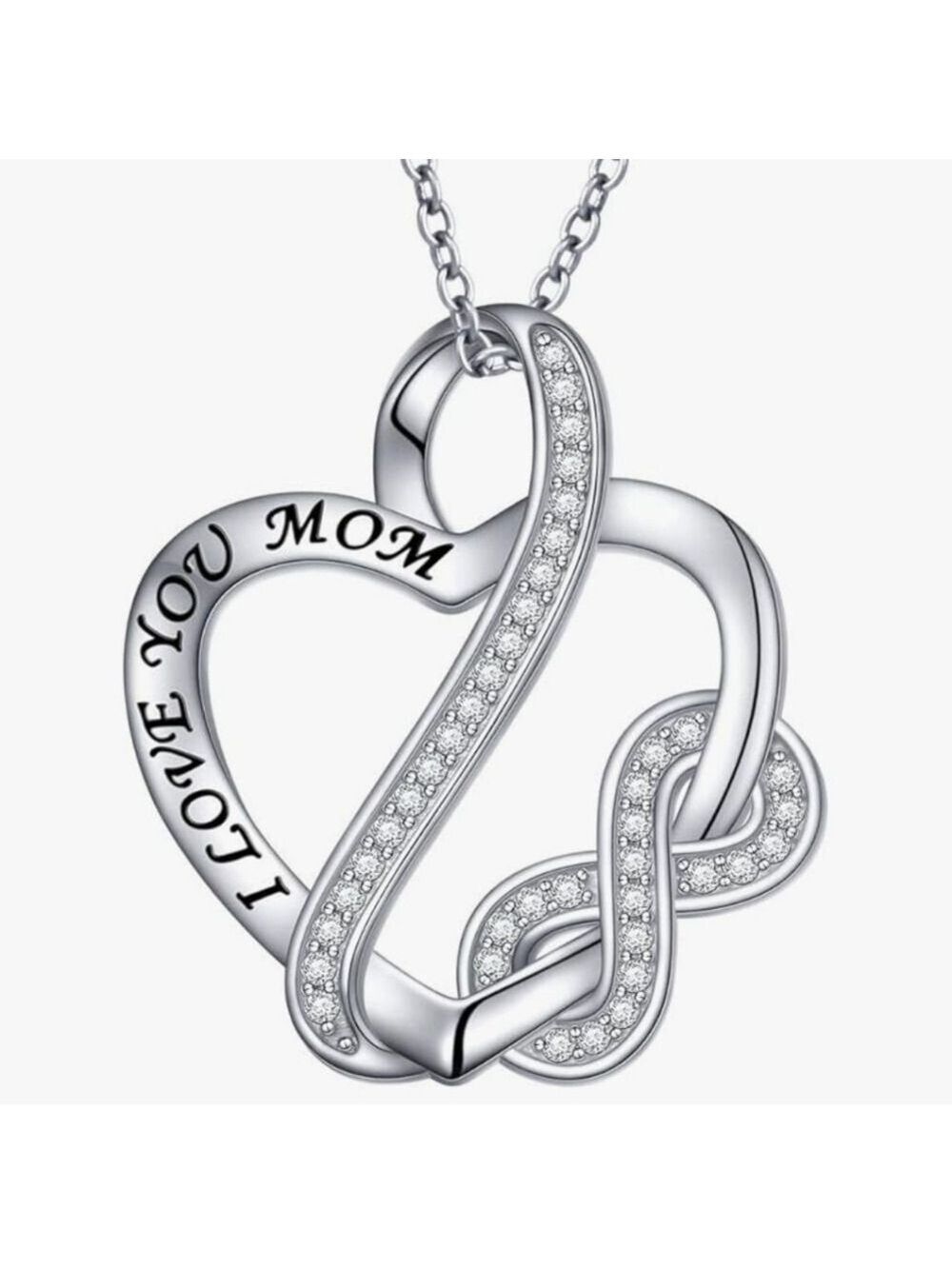 Sterling Silver 'Mom I Love You' Pendant Necklace